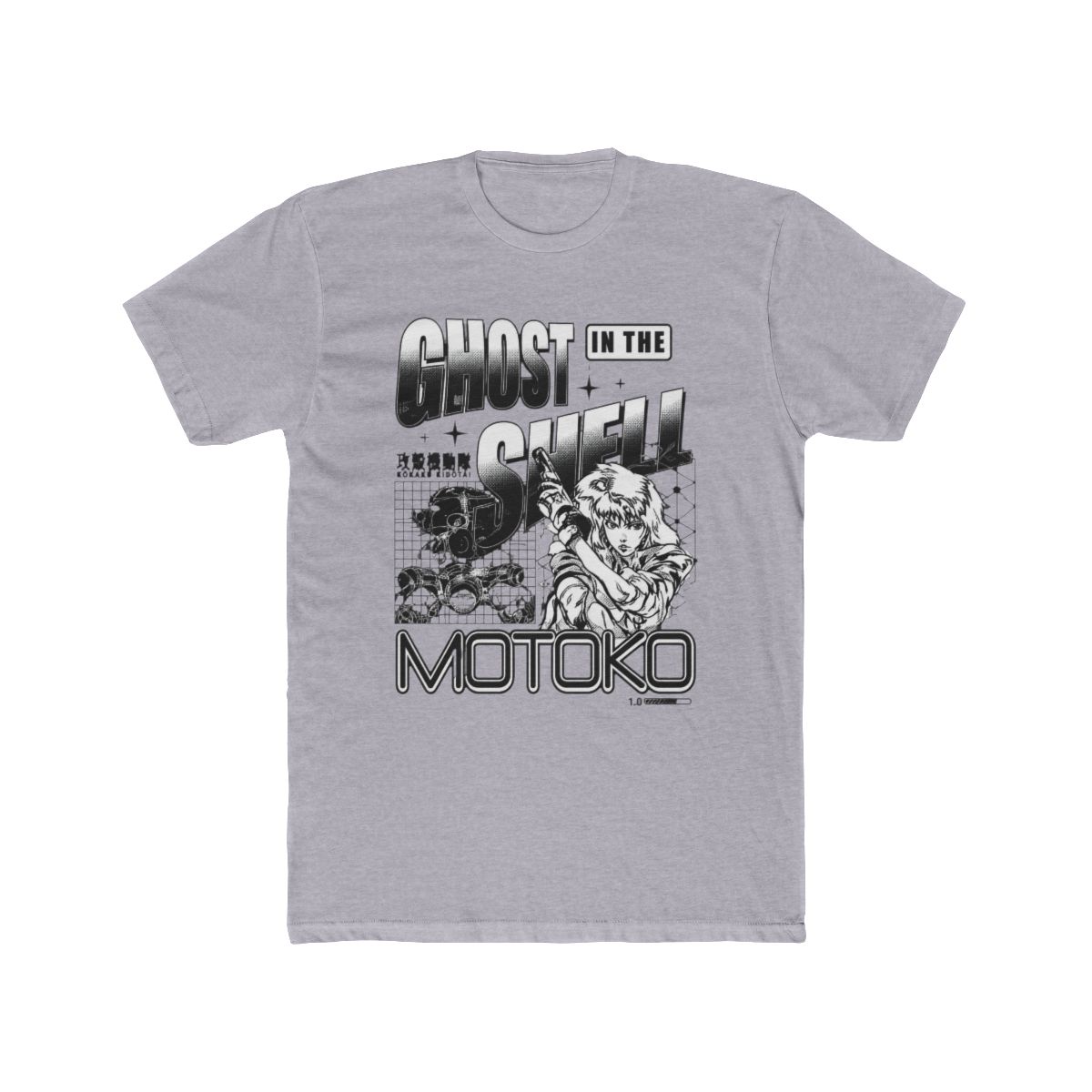 Ghost in the Shell Grid Ghost Mineral Wash T Shirt - alternate angle 4, merchandise