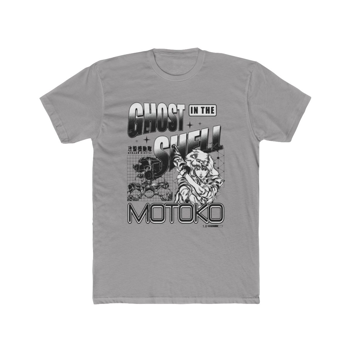 Ghost in the Shell Grid Ghost Mineral Wash T Shirt - Official T-Shirts merchandise