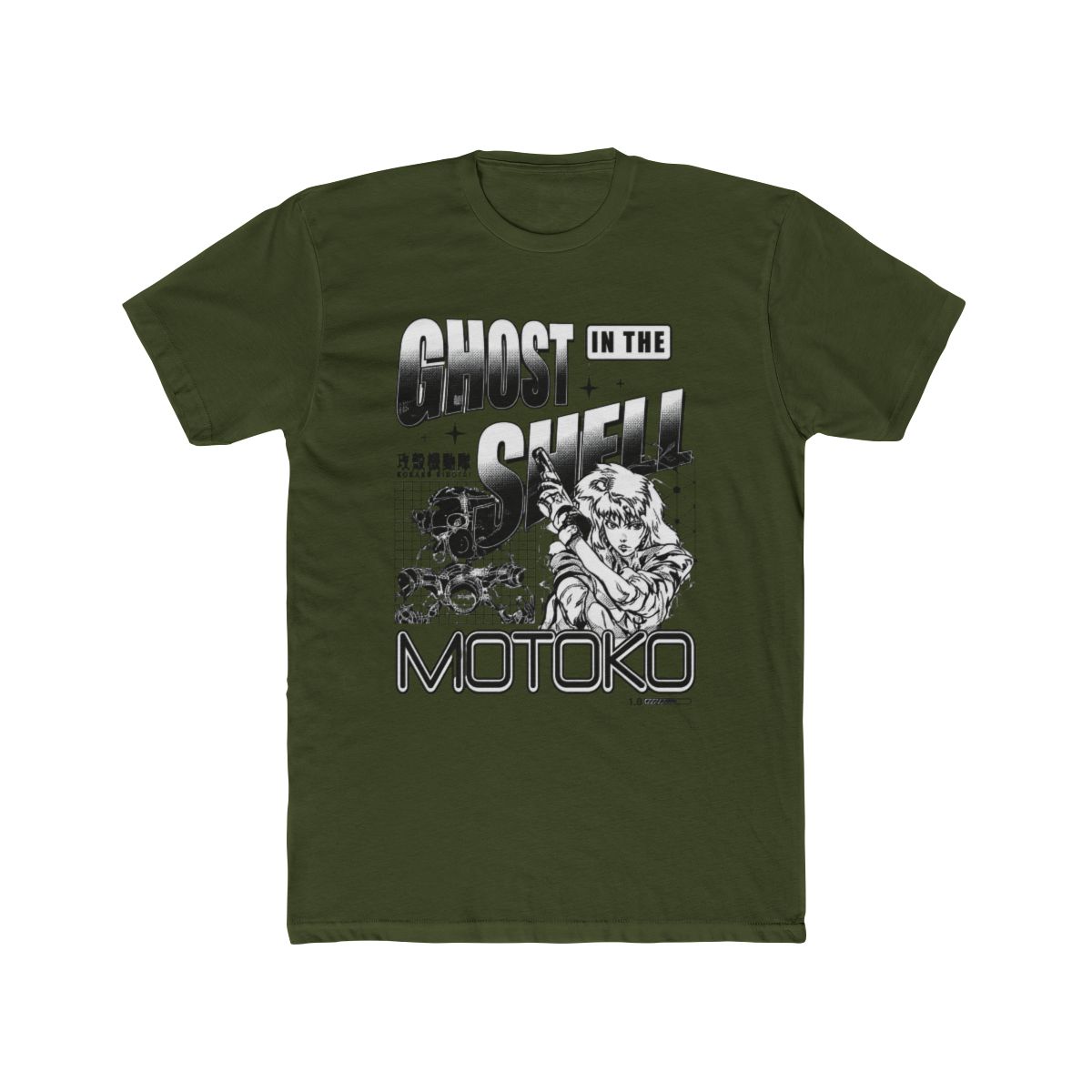 Ghost in the Shell Grid Ghost Mineral Wash T Shirt - alternate angle 5, merchandise