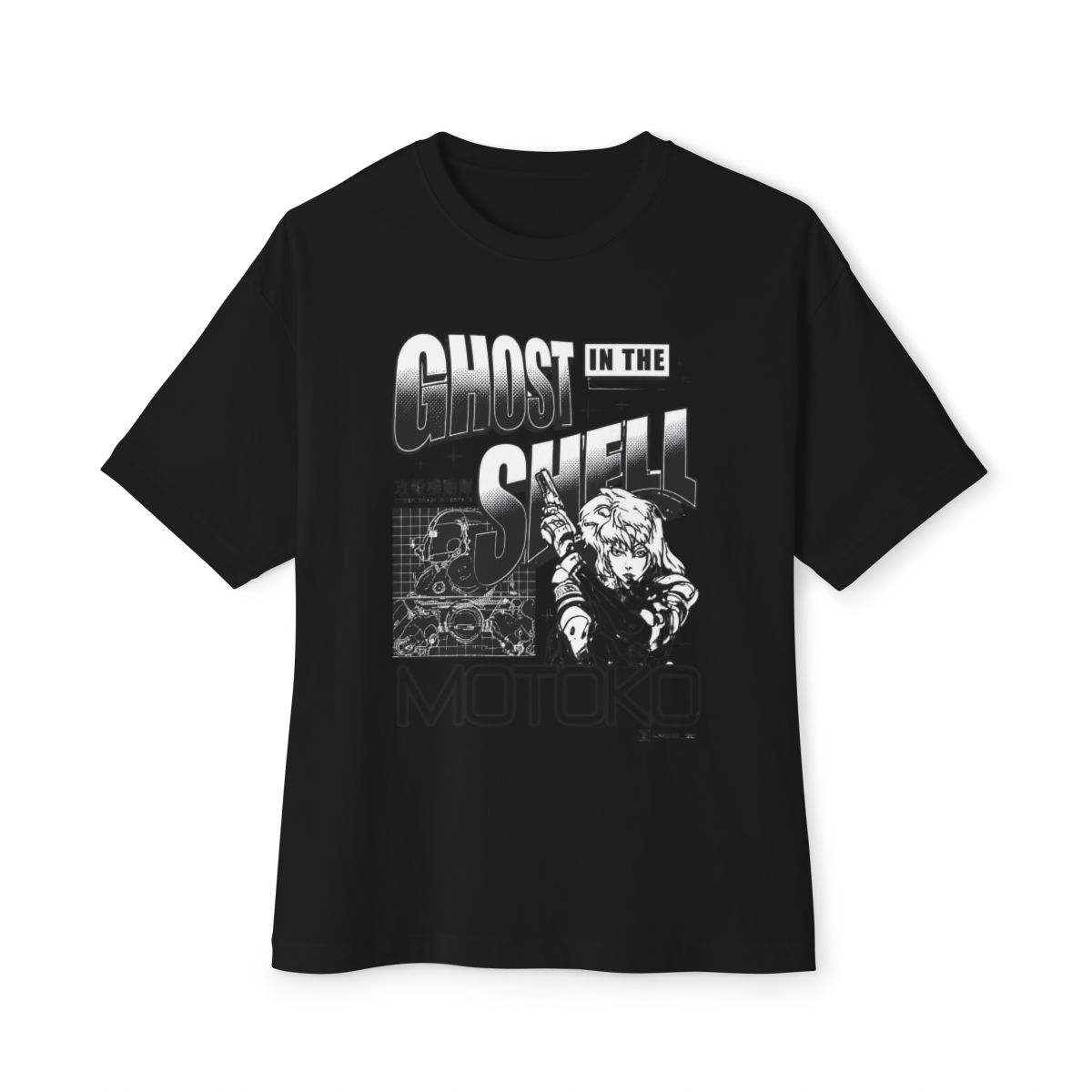 Ghost in the Shell Grid Ghost Girls Oversized T-Shirt - alternate angle 3, merchandise