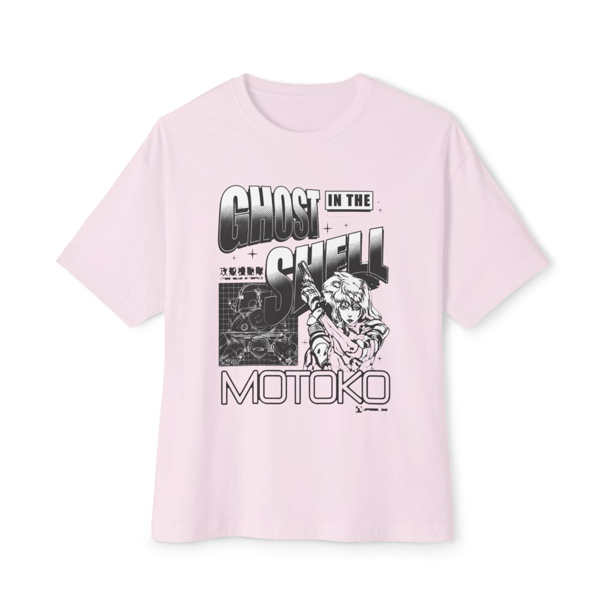 Ghost in the Shell Grid Ghost Girls Oversized T-Shirt - alternate angle 2, merchandise
